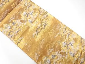 荒波に松鶴模様織出し袋帯